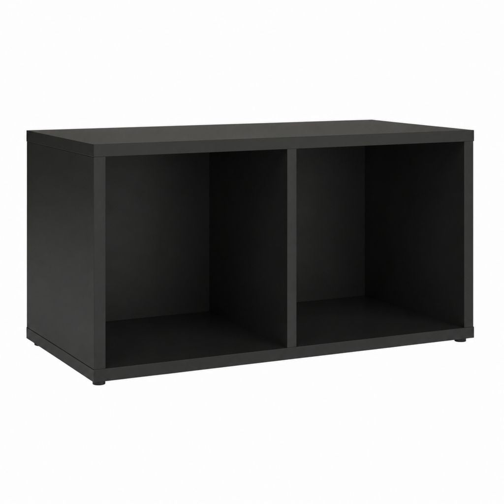 Meuble TV noir en panneaux de particules 80 x 40 x 40 cm avec 2 compartiments ouverts