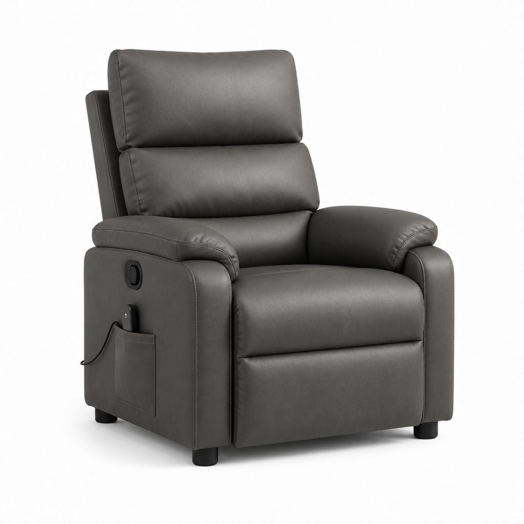Fauteuil relax électrique gris en PU avec télécommande 98 x 85 x 92 cm