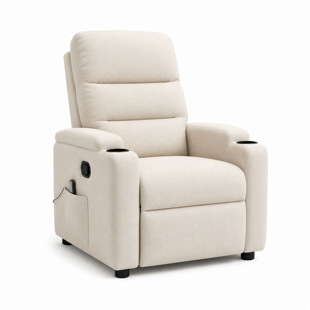 Fauteuil relax électrique inclinable beige en polyester 90 x 95 x 102 cm
