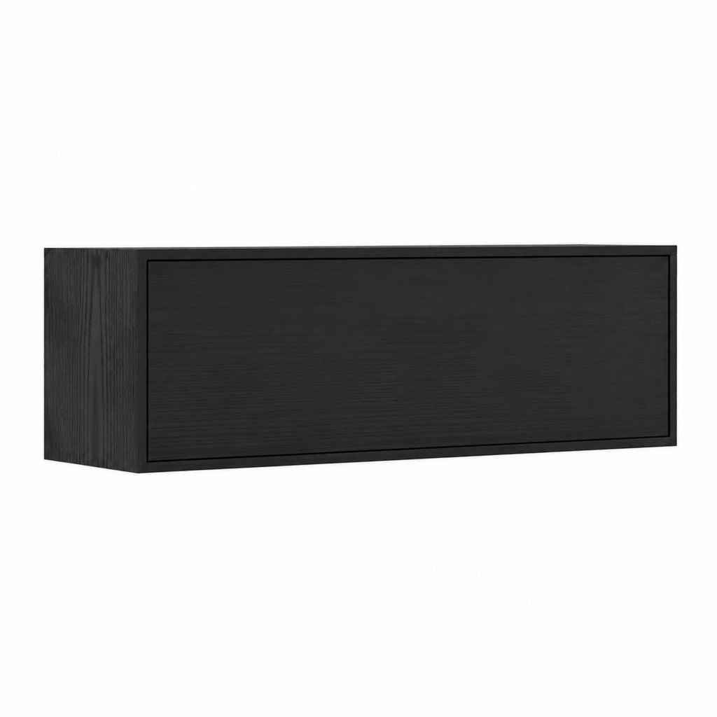 Meuble TV mural noir en MDF rectangulaire 120 x 35 x 40 cm