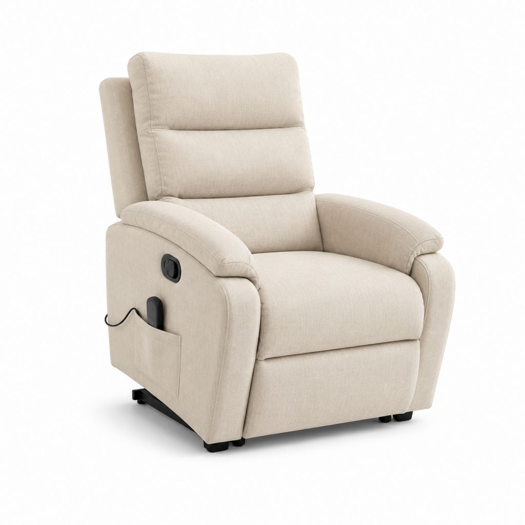 Fauteuil relax électrique inclinable beige en polyester 82 x 92 x 104 cm