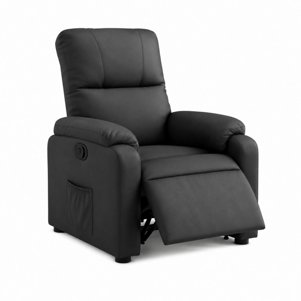 Fauteuil relax manuel inclinable noir en cuir PU 90 x 95 x 102 cm