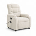 Fauteuil relax électrique inclinable droit crème en velours côtelé de polyester 90 x 95 x 103 cm