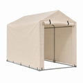 Abri de jardin portable beige en polyéthylène avec armature en acier galvanisé 200 x 200 x 200 cm