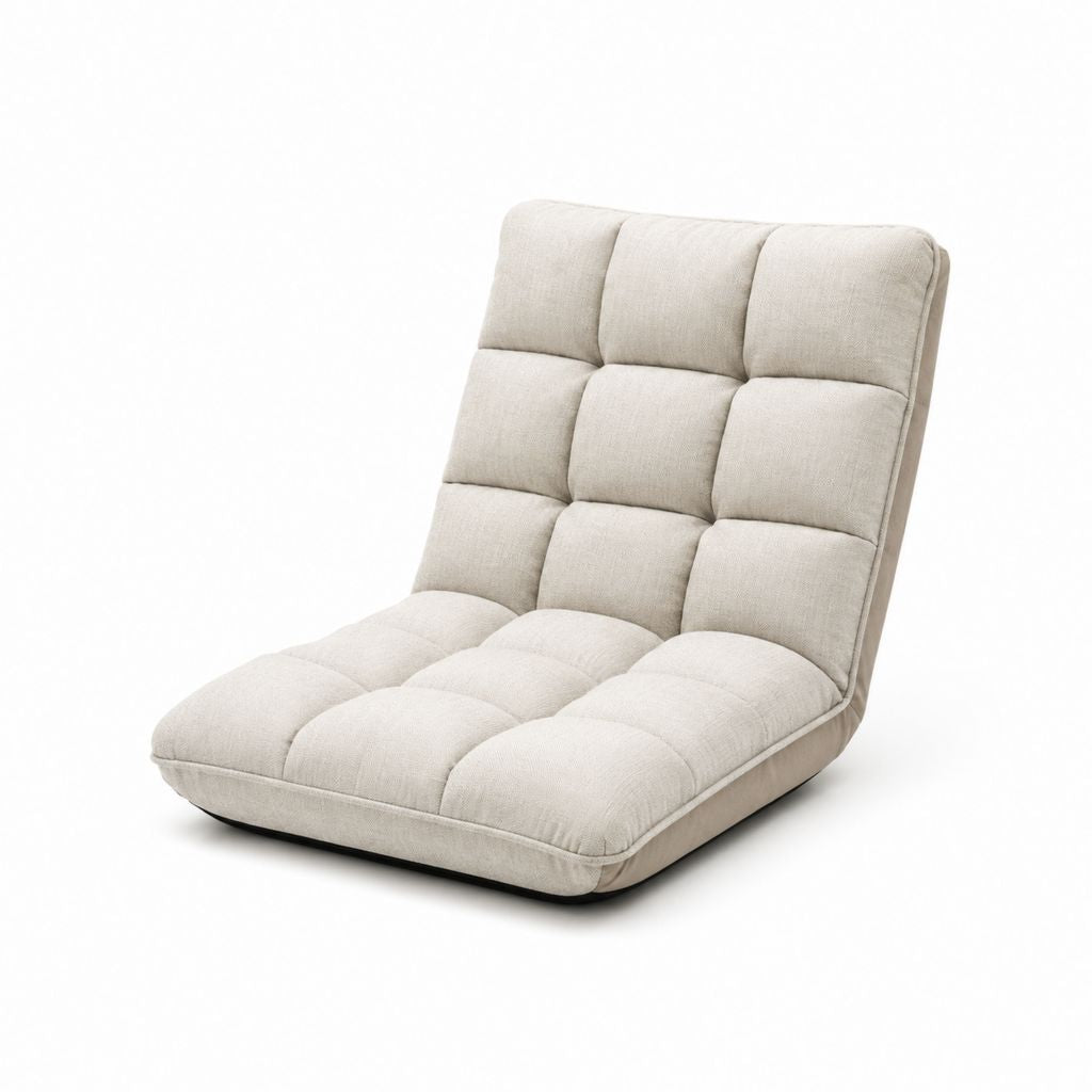 Fauteuil de sol pliable beige en polyester avec rembourrage en mousse 65 x 55 x 75 cm