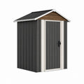 Abri de jardin en acier galvanisé anthracite blanc marron à toit deux pans 213 x 127 x 185 cm