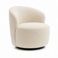 Fauteuil pivotant beige en polyester bouclé forme arrondie 76 x 75 x 75 cm