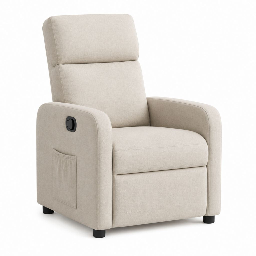 Fauteuil relax inclinable manuel beige en polyester 85 x 90 x 103 cm