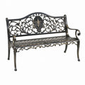 Banc de jardin 2 places noir bronze en aluminium moulé 122 x 61 x 93 cm