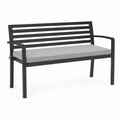 Banc de jardin 2 places noir en acier avec coussin gris 120 x 65 x 85 cm